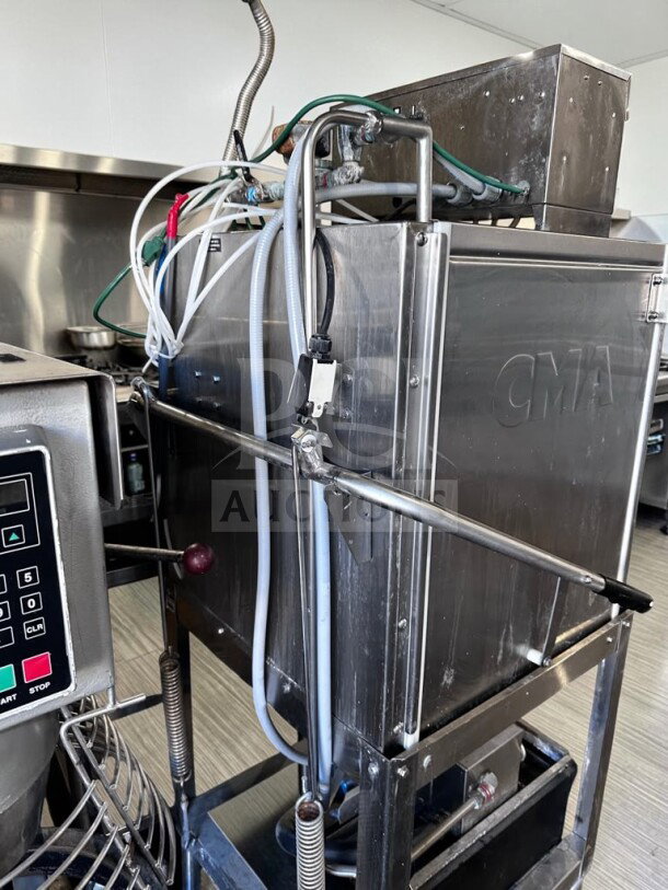 CMA Dishmachines EST-AH2 Energy Mizer, commercial low-temp dishwasher in excellent condition, 40 racks/hour, 115V.