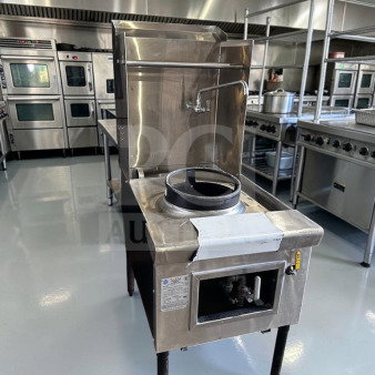 Commercial Chinese wok range ABC-1 in outstanding condition, featuring a 23-tip jet burner with 110,000 BTU. NSF certified.