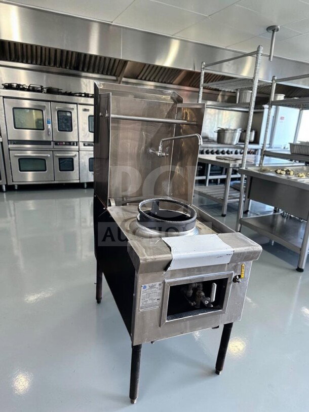 ABC Restaurant Equipment ABC-1 commercial single-hole wok range, 23-tip jet burner, 110,000 BTU, natural gas, NSF certified, outstanding condition, fully tested.