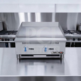 Blue Lava BLGM24-24D 24" gas griddle, pristine condition, 1" plate, 60,000 BTU, natural gas, CSA certified, new.