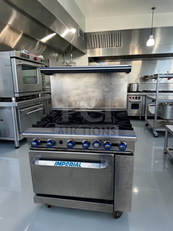 Imperial IR-6 Pro Series 36" 6-Burner Gas Range, superior condition, standard oven, 227,000 BTU, NSF & CSA certified.
