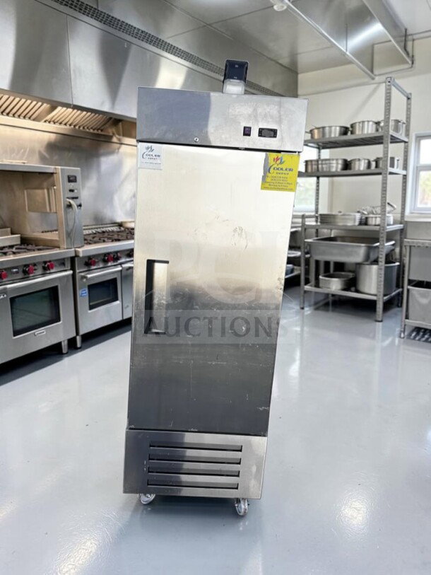 Cooler Depot CD-29F-1 commercial freezer in prime condition, 29" one-door, 17.79 cu. ft., ETL & NSF certified, on caster wheels.