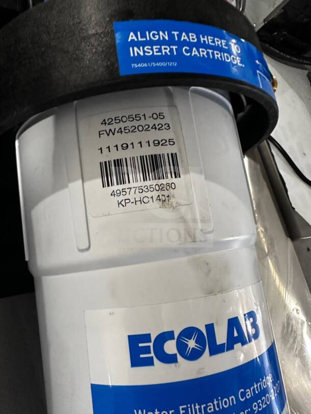 Ecolab KineticoPRO KPMF HC614-2 water filtration cartridge, dual-cartridge system with label and barcode, NSF/ANSI 42 certified.