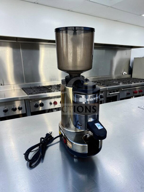 Professionally maintained Gino Rossi R.45 commercial espresso grinder, 64mm flat burrs, doser feature, fully tested, made in Italy.