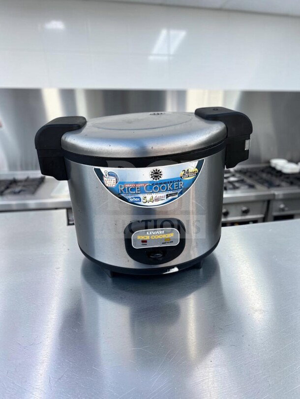 Livart L-350 commercial rice cooker, 28-cup, 5.4L capacity, stainless steel, high-grade condition, fully tested. Model: LIV-S-RIC-1267.