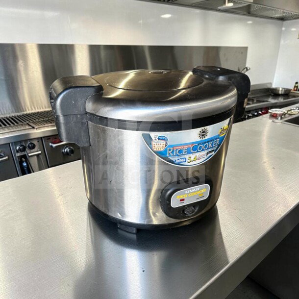 Livart L-350 commercial rice cooker, 30-cup, 5.4L, 1,550W, stainless steel, fully tested, well-maintained, visible branding.