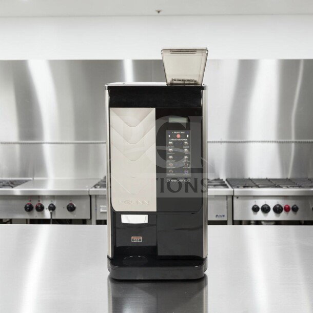 Bunn-O-Matic Crescendo 44300.0213 bean-to-cup machine, outstanding condition, 9 drink options, fully tested, 220-240V.