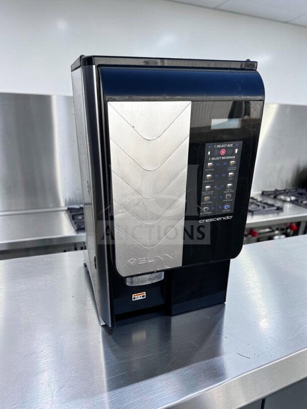 BUNN Crescendo 44300.0213 commercial espresso machine, excellent condition, 9 drink selections, touchscreen display, fully tested.