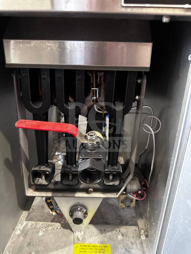 Blue Lava BLF3-NG 40 lb. natural gas floor fryer, three tube burners, 90,000 BTU, CSA certified, excellent condition.
