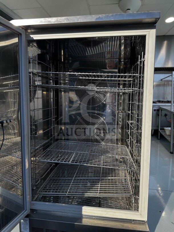 American Panel AP12BCF110-3 reach-in blast chiller, exceptional condition, 24 pan capacity, stainless steel, UL & NSF certified.