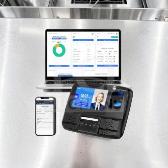 Allied Time USA CB4000 biometric time clock system, new/open box, features face, palm, fingerprint, PIN, RFID, Wi-Fi/LAN.
