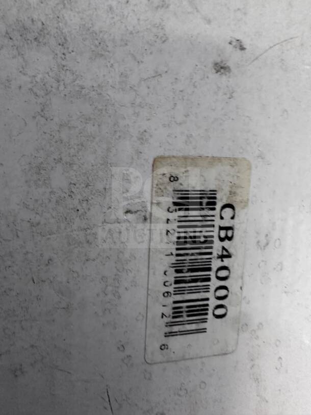Barcode and label of Allied Time USA CB4000 biometric time clock, showcasing model information.