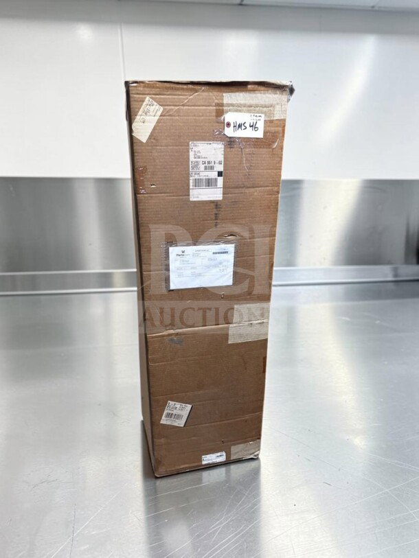 Hoshizaki HS-2142 ice storage bin door replacement kit, new/open box, 52" wide, with installation hardware. Box shows shipping labels.