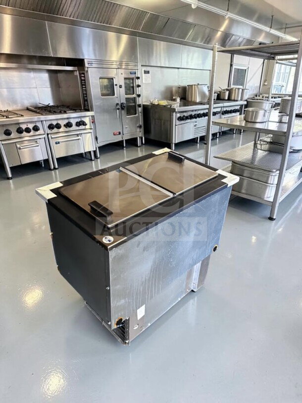 Pristine Delfield N225P 6-gallon drop-in ice cream dipping freezer with dual stainless steel lids, self-contained, NSF & UL listed.
