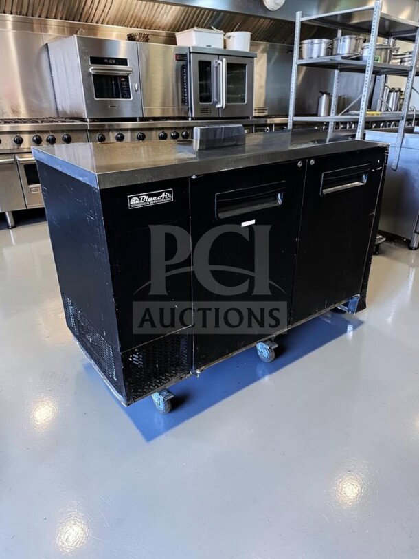 Blue Air BBB59-2B commercial cooler, two solid locking doors, stainless steel top, 59", 19.4 Cu. Ft., tested, operational.