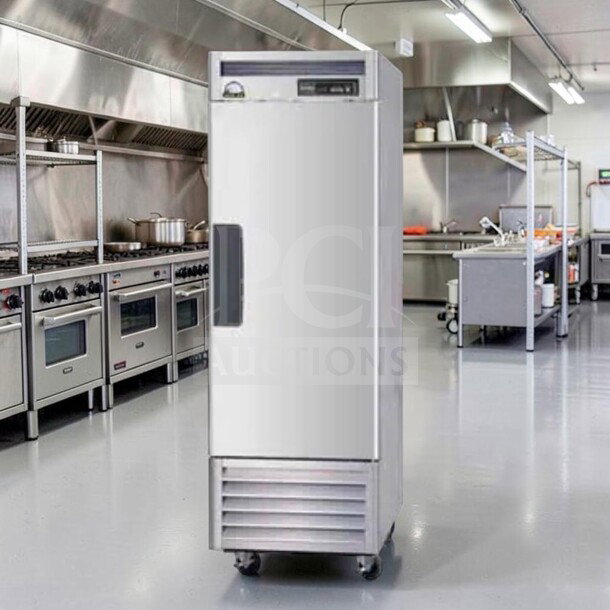 Blue Air BSF23 commercial freezer, 27" one-section, 23 cu. ft., single solid door, bottom-mount refrigeration, excellent condition.