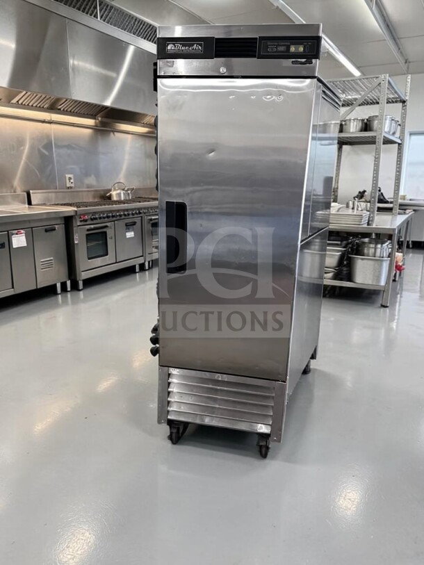 Blue Air BSF23 commercial reach-in freezer, 27" wide, 23 Cu. Ft., single solid door, bottom-mount refrigeration, superior condition.