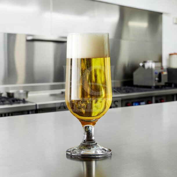 Anchor Hocking 2942M Excellency 12 oz. stemmed pilsner glass, clear lead-free commercial glassware, pristine condition.