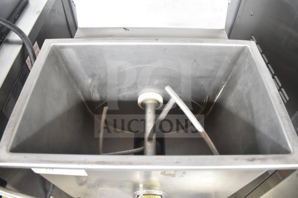 Biro MINI-32 meat mixer grinder on casters, commercial-grade, stainless steel interior, 208V, 3 Phase.