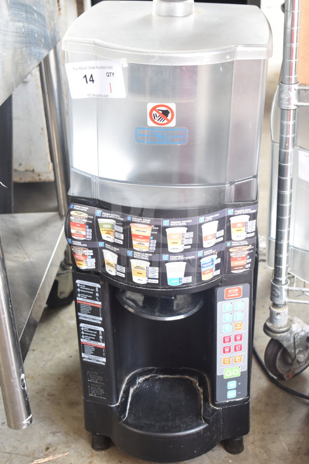 Taylor SB24-12 frozen drink mixer, 115V, 1 phase, with multiple beverage labels and digital control panel.