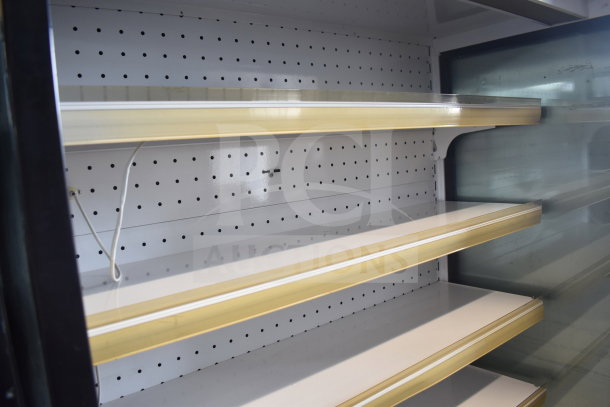 Sanye Commercial Open Grab N Go Merchandiser with adjustable shelves, white perforated back, excellent condition.