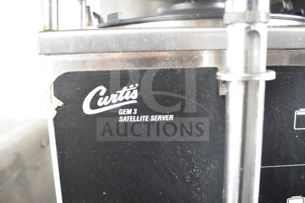 Curtis GEM-12-10 coffee machine, stainless steel with wear, featuring GEM 3 satellite server label.