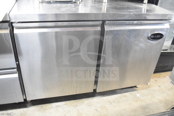 Saba SUC-48R commercial two-door undercounter cooler, 115V, 1 Phase. Stainless steel, durable, perfect for food service.