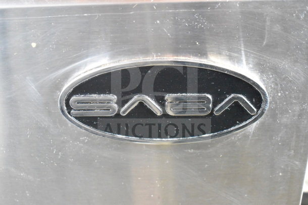 Saba SUC-48R Commercial 2 Door Undercounter Cooler, stainless steel, 115V, 1 Phase, brand logo visible on surface.