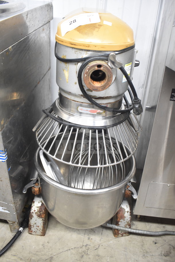 Anvil MIX7120 commercial planetary dough mixer with bowl, guard, whisk, and paddle. 115V, 1 Phase. Some rust visible.