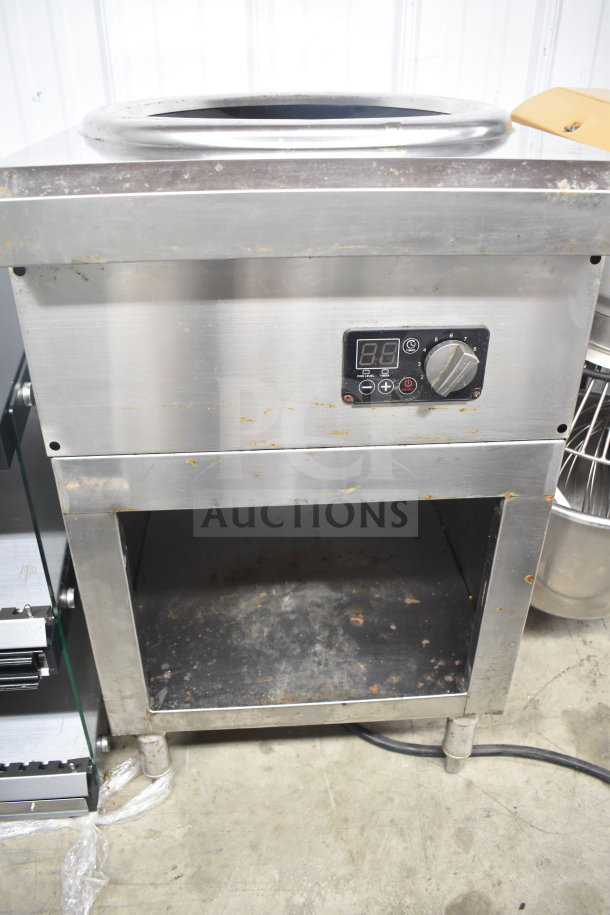 T&P PSL-80-RA2 single burner induction wok range in used condition, with digital controls and stainless steel body.