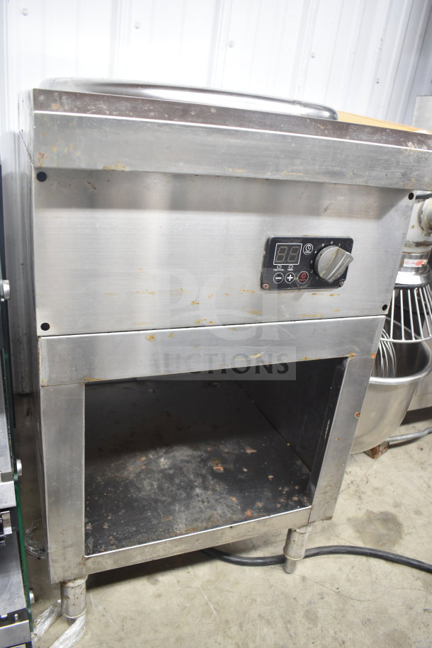 T&P PSL-80-RA2 commercial induction wok range, single burner, electric powered, stainless steel, visible wear, digital control.