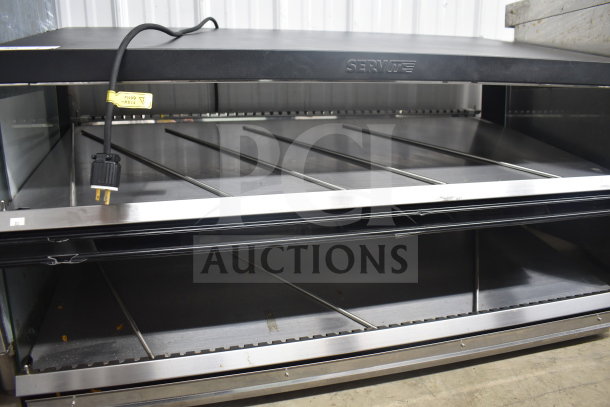 ServIt Commercial Countertop 2 Tier Warming Display, 115/208 Volts, 1 Phase, stainless steel, visible power cord.