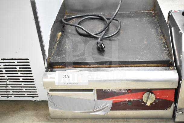 Avantco 177EG16N commercial electric griddle, flat top, 120 volts, 1 phase, worn condition, visible duct tape repair.