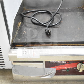 Avantco 177EG16N commercial electric griddle, flat top, 120 volts, 1 phase, worn condition, visible duct tape repair.