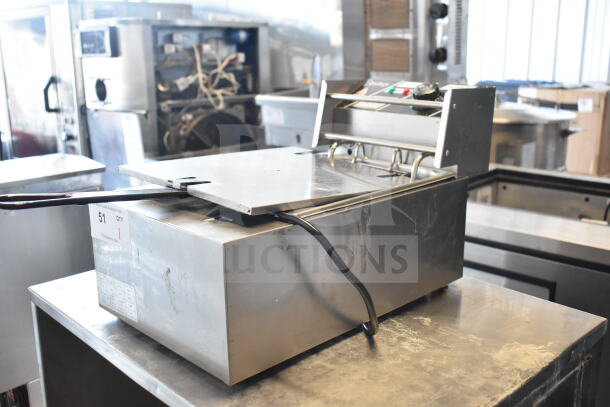 EH81 Countertop Electric Deep Fat Fryer with basket and lid, 110V, 1 Phase; shows control panel and power cord.