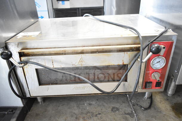 Avantco 177DPO18S countertop electric pizza oven with cooking stone, 120V, used condition, visible temperature controls.