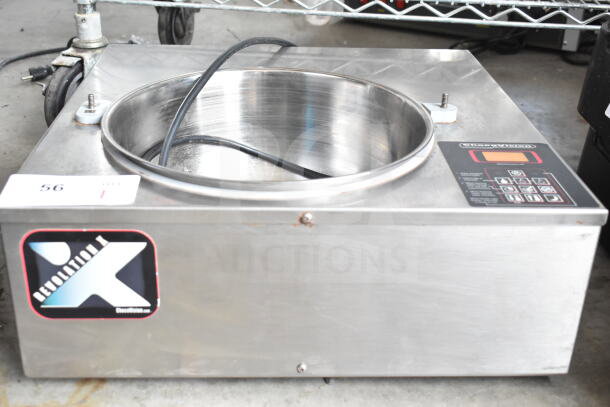 ChocoVision Commercial Chocolate Temperer, stainless steel, 115 volts, 1 phase, with control panel and Revolution X label.