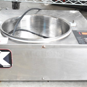 ChocoVision Commercial Chocolate Temperer, stainless steel, 115 volts, 1 phase, with control panel and Revolution X label.