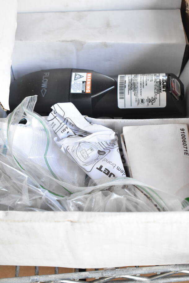 Alt text: ProPower Deep Fat Fryer Cleaner with FloJet BLC101100A Electric Pump in box, visible labels and packaging.