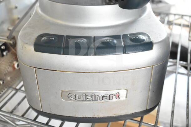 Cuisinart FP-8 food processor with metal base, control buttons, and logo; 120V, 1 Phase. Slight wear visible.
