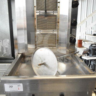 GB-800 Commercial Propane Gyro Machine, 110V, 1 phase, features stainless steel, control knobs, visible condition wear.