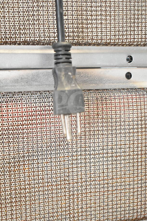 GB-800 Commercial Countertop Propane Gas Gyro Machine. Visible power cord, metal grid, 110 Volts, 1 Phase.
