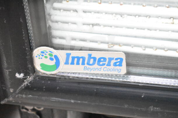 Imbera VR12 Commercial Single Door Reach In Cooler Merchandiser, 115 Volts, 1 Phase. Visible Imbera logo, good condition.