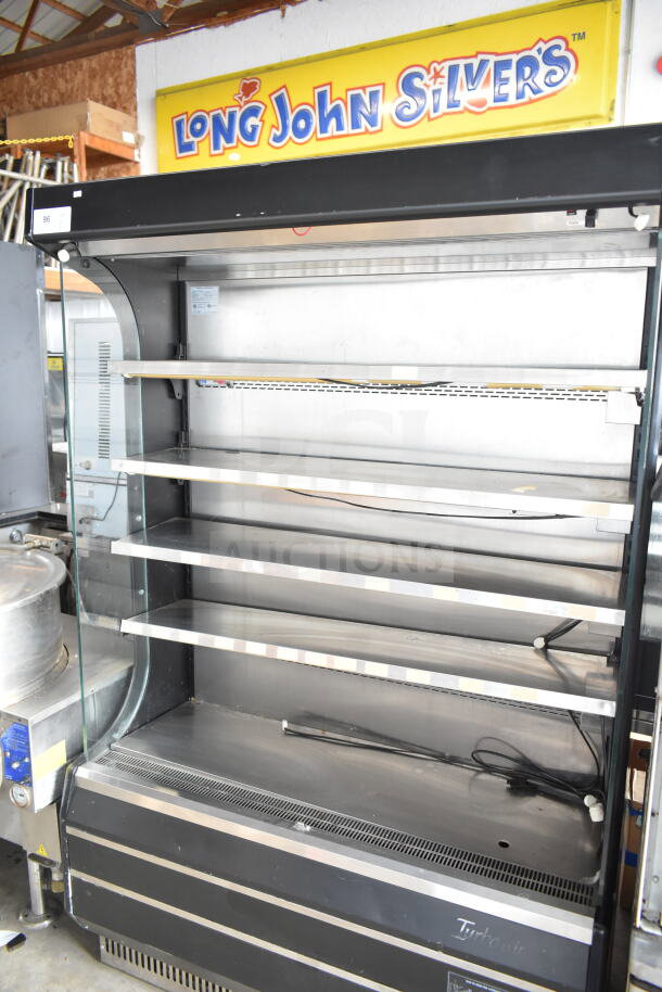 Turbo Air Commercial Open Grab N Go Merchandiser, 120V, 1 Phase, multiple shelves, visible minor wear, Long John Silver's branding.