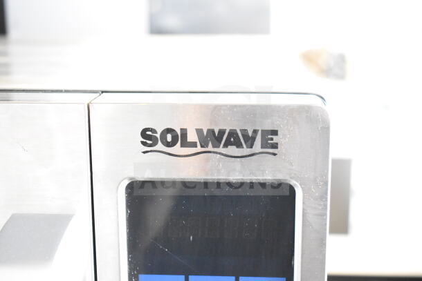2022 Solwave 180MW112T Commercial Microwave Oven, stainless steel, 120V, featuring digital controls and Solwave logo.