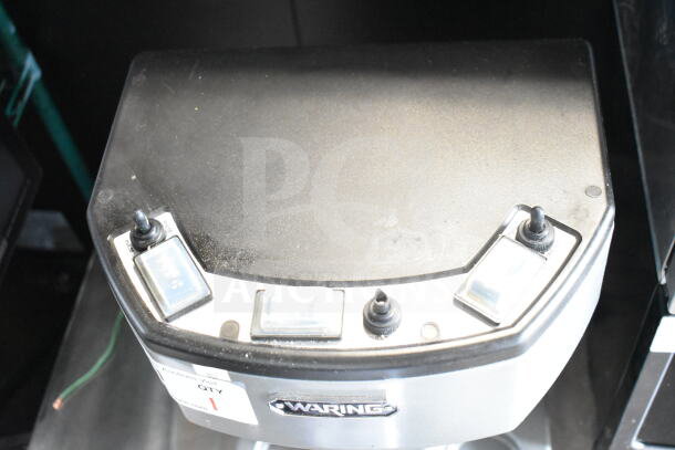 Waring WDM360 commercial countertop 3 head drink mixer, 120V, 1 phase, used condition, visible controls, Waring logo.