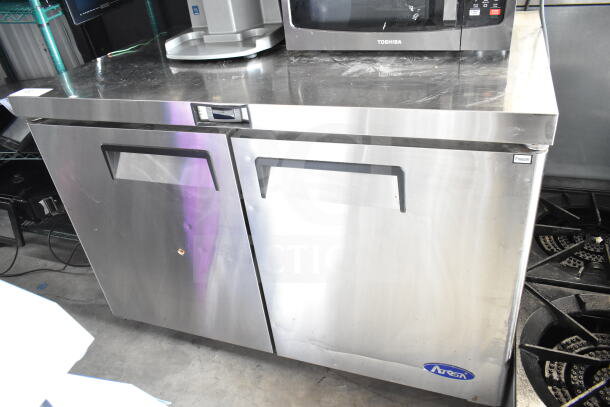 2021 Atosa MGF8406GR 2 Door Undercounter Freezer, stainless steel, 115V, 1 phase, commercial-grade.