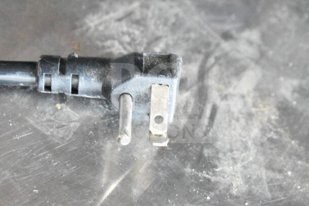 Close-up of power plug for 2021 Atosa MGF8406GR Commercial 2 Door Undercounter Freezer, 115V, 1 Phase.