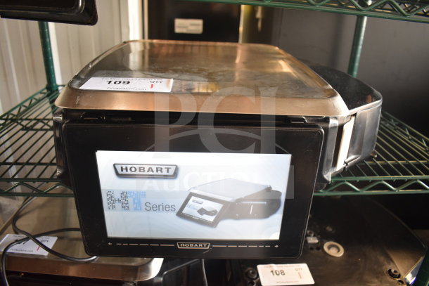 2016 Hobart HTi-LH commercial food portioning scale, missing power cord. Tested, working. 120/208-240V, 1 phase. Model tag visible.