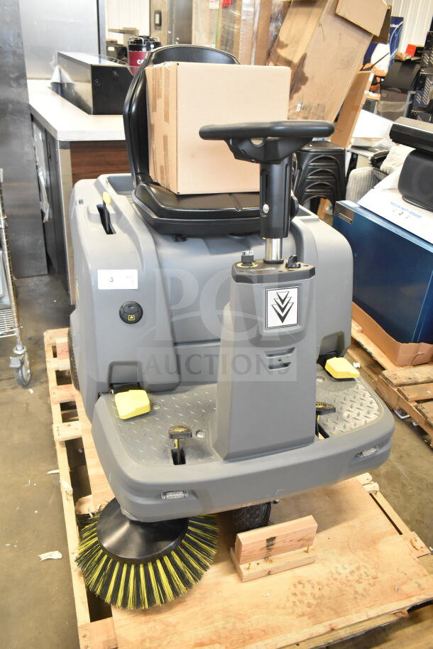 BRAND NEW Karcher KM 85/50 R BP 24" AGM cordless ride-on sweeper, 13.2-gallon, scratch and dent, with side broom.